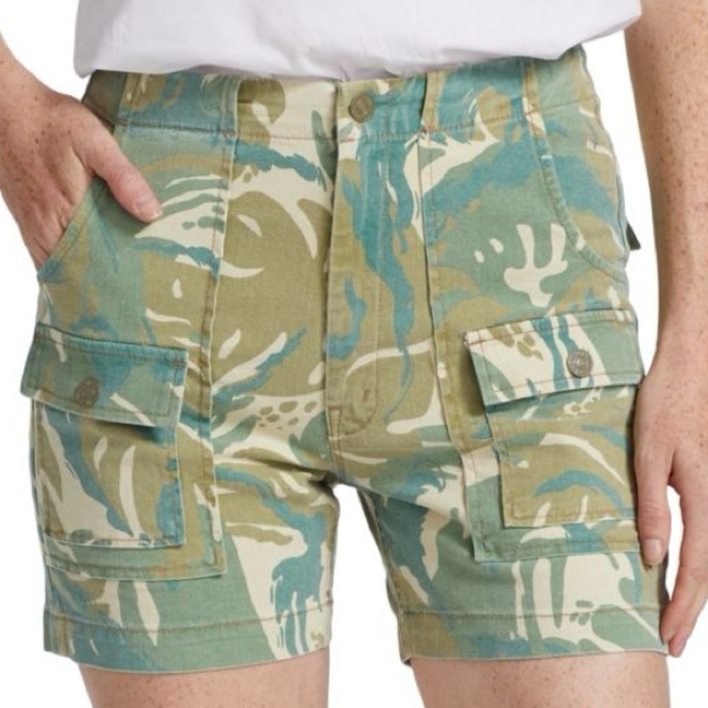 MOTHER The Rambler Ultra High-Rise Denim Shorts Patch Pockets Size 27